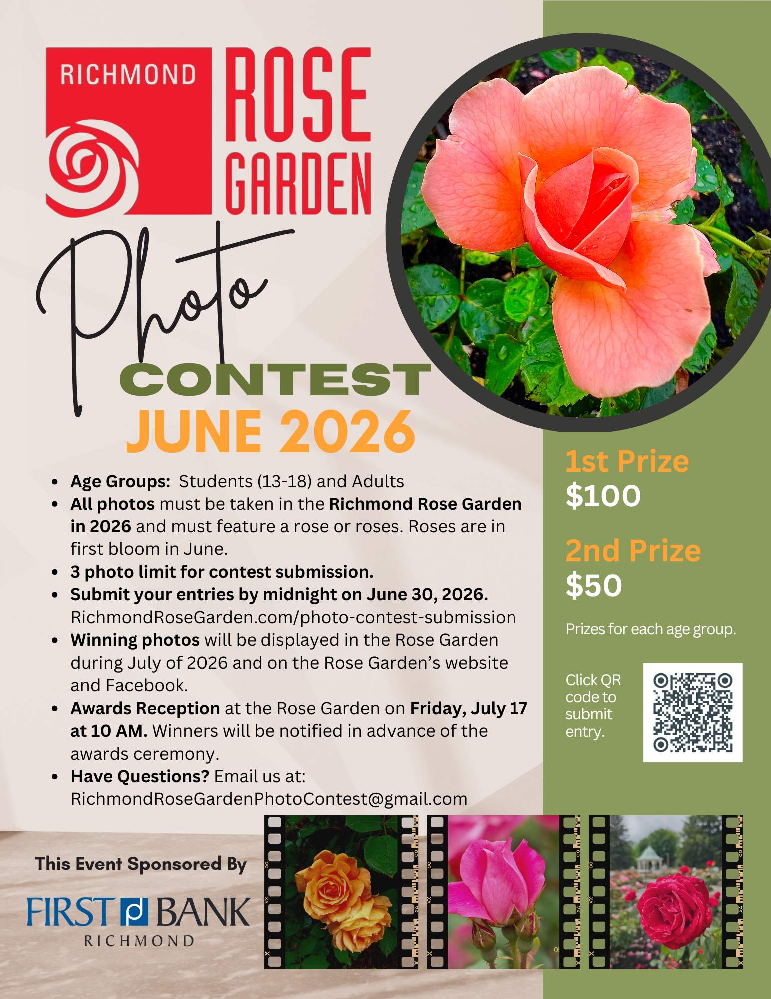 Rose Garden Photo Contest Event Flier